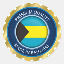 Pegatina Redonda Hecho en Bahamas Seal, Bandera de Bahamas