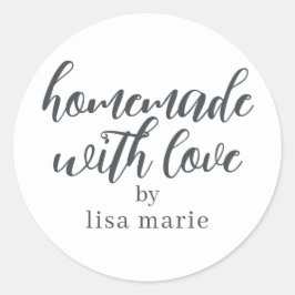 Pegatina Redonda Hecho en casa con Amor Personalizado