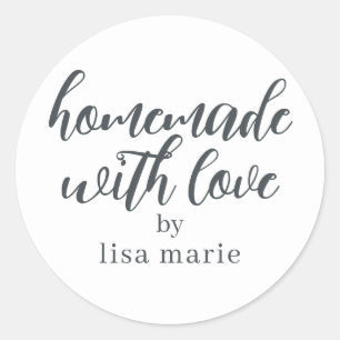 Pegatina Redonda Hecho en casa con Amor Personalizado