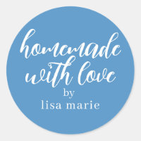 Hecho en casa con amor regalo personalizado azul A