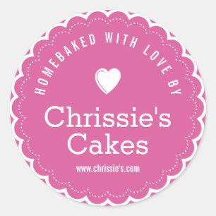 Pegatina Redonda hecho en casa con panadería de amor morado persona