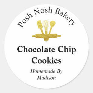 Pegatina Redonda Hecho en Casa Por  Gold Whisk en  Productos de Pan