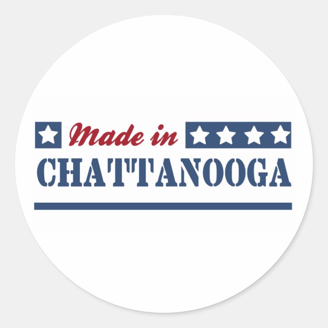 Pegatina Redonda Hecho en Chattanooga (Anverso)