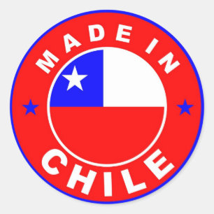 Pegatina Redonda hecho en chile country flag product label round