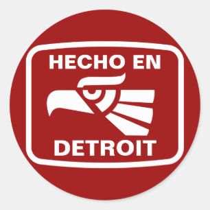 Pegatina Redonda Hecho en Detroit personalizado personalizado perso