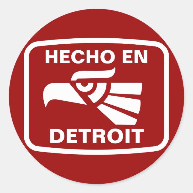 Pegatina Redonda Hecho en Detroit personalizado personalizado perso (Anverso)