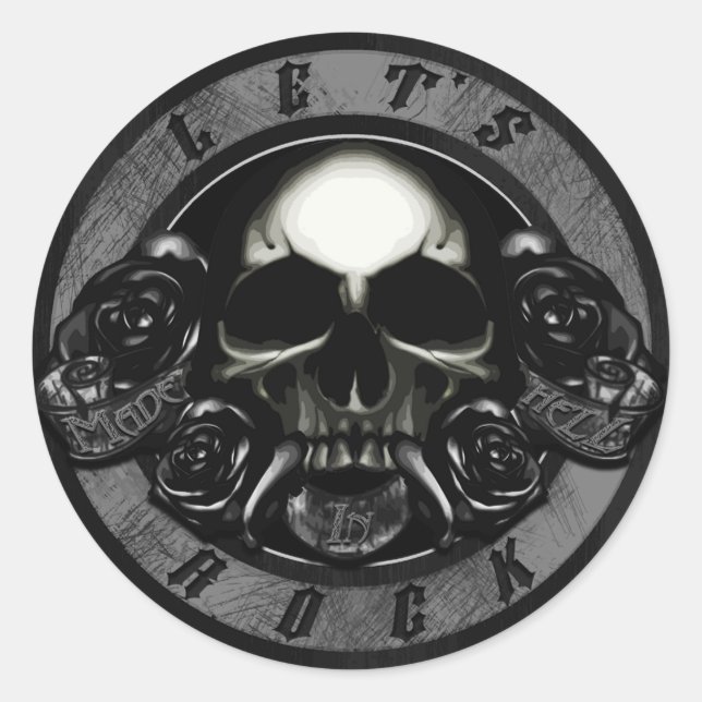 Pegatina Redonda Hecho en el infierno (Anverso)