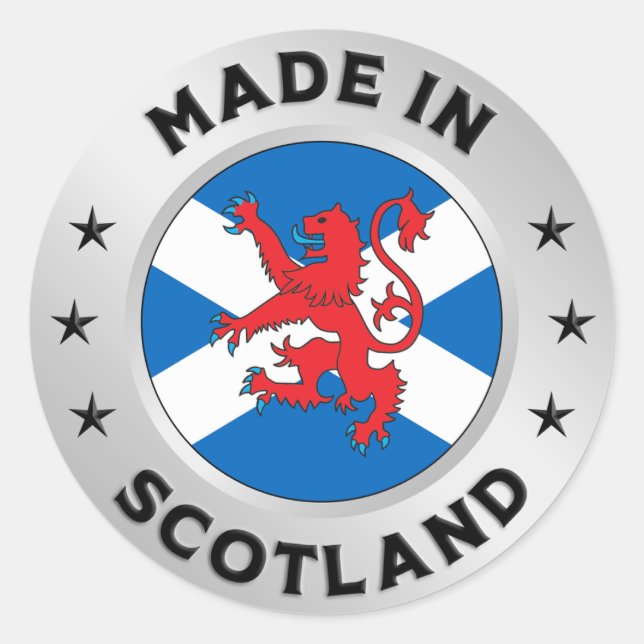Pegatina Redonda Hecho en Escocia (Anverso)
