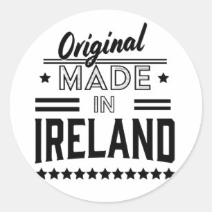 Pegatina Redonda hecho en Irlanda hermoso logo retro.
