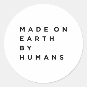 Pegatina Redonda Hecho en La Tierra Por El Día De La Tierra Humana