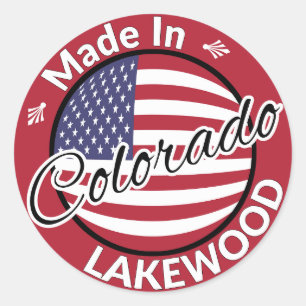 Pegatina Redonda Hecho en Lakewood Bandera Colorado Americana