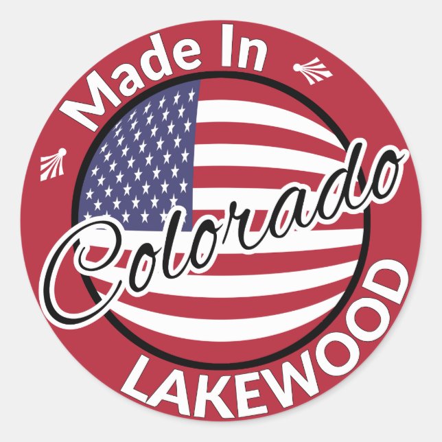 Pegatina Redonda Hecho en Lakewood Bandera Colorado Americana (Anverso)