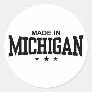 Pegatina Redonda Hecho en Michigan