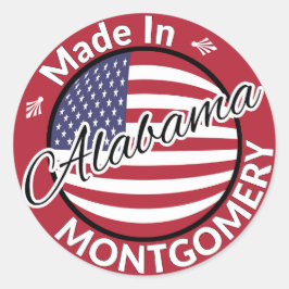 Pegatina Redonda Hecho en Montgomery, Alabama Estrellas y Bandera d