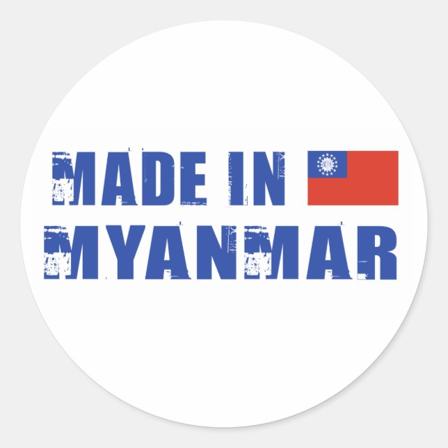 Pegatina Redonda Hecho en Myanmar (Anverso)