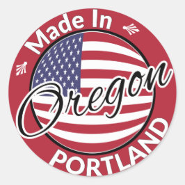 Pegatina Redonda Hecho en Portland, Oregon, bandera de EE.UU.