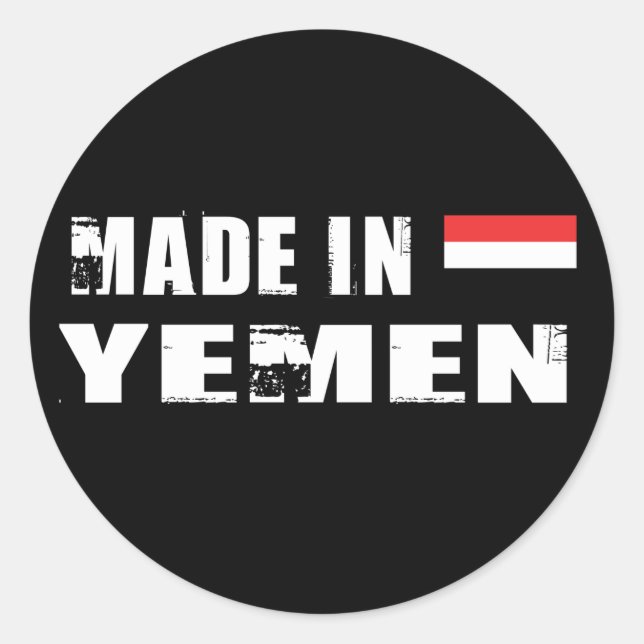 Pegatina Redonda Hecho en Yemen (Anverso)