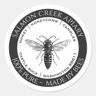 Pegatina Redonda Hecho Por Bees Queen Bee Apiary Products Classi