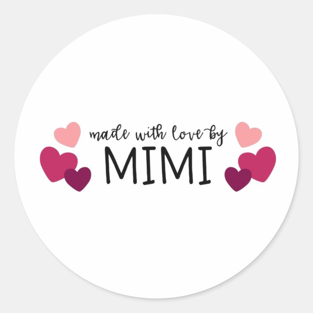 Pegatina Redonda Hecho por Mimi (Anverso)