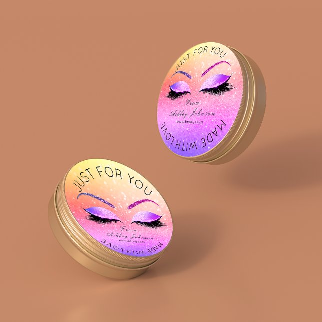 Pegatina Redonda Hecho Por Purpurina Lazas Belleza Ombre Maquillaje (Made By Glitter Lashes Beauty Ombre Pink Makeup Classic Round Sticker)