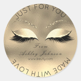 Pegatina Redonda Hecho Por Purpurina Lazas Belleza Purpurina Oro Ma