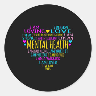 Pegatina Redonda Hechos cardíacos Hechos Mental Sensibilización de 