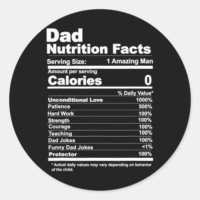 Pegatina Redonda Hechos de nutrición (Anverso)