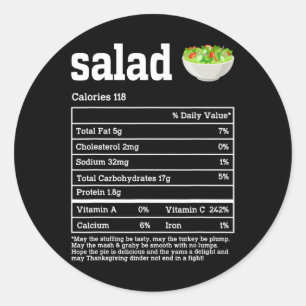 Pegatina Redonda Hechos de nutrición de ensaladas Hombres alimentar