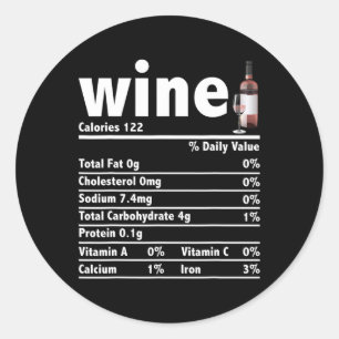 Pegatina Redonda Hechos de nutrición del vino Navidades de acción d
