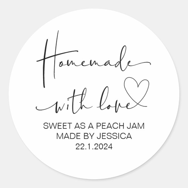 Pegatina Redonda Hechos En Casa Con Amor Pequeña Empresa Gracias A  (Anverso)