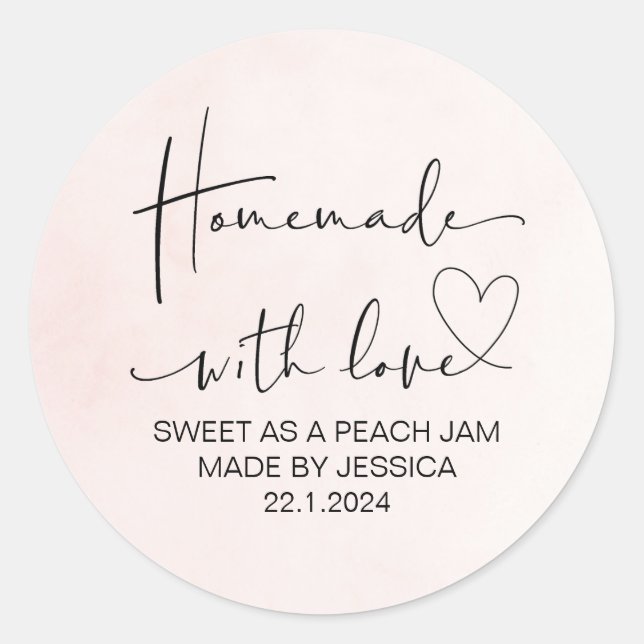 Pegatina Redonda Hechos En Casa Con Amor Pequeña Empresa Gracias A  (Anverso)