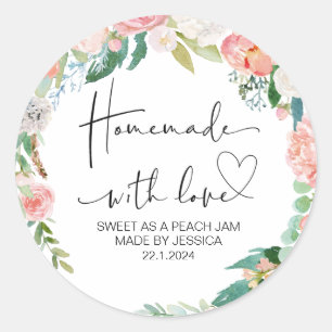 Pegatina Redonda Hechos En Casa Con Amor Pequeña Empresa Gracias A