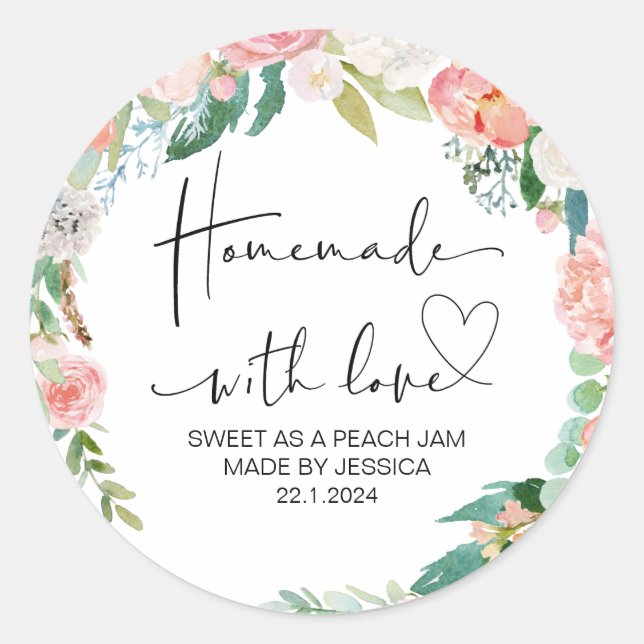 Pegatina Redonda Hechos En Casa Con Amor Pequeña Empresa Gracias A  (Anverso)