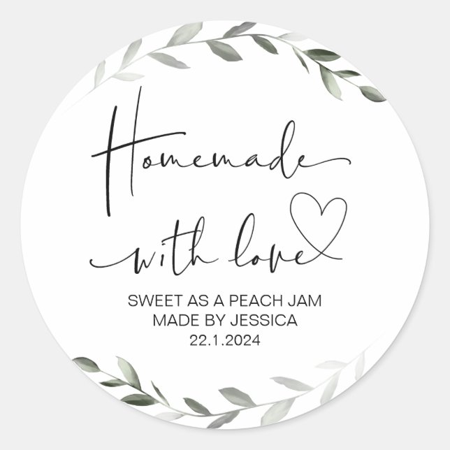 Pegatina Redonda Hechos En Casa Con Amor Pequeña Empresa Gracias A  (Anverso)