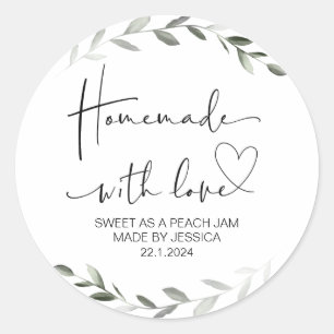 Pegatina Redonda Hechos En Casa Con Amor Pequeña Empresa Gracias A