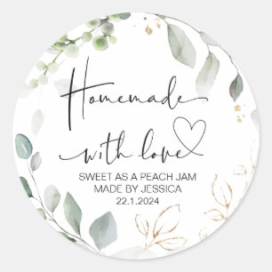 Pegatina Redonda Hechos En Casa Con Amor Pequeña Empresa Gracias A