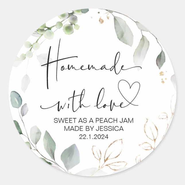 Pegatina Redonda Hechos En Casa Con Amor Pequeña Empresa Gracias A  (Anverso)