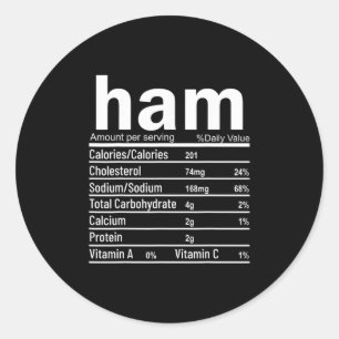 Pegatina Redonda Hechos Nutricionales del Jamón Divertidos Navidad 