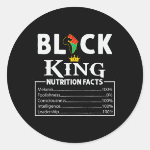 Pegatina Redonda Hechos nutricionales del rey negro Mes de la histo