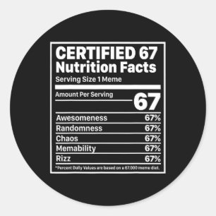 Pegatina Redonda Hechos Nutricionales Divertidos 67 Seis Siete Gene