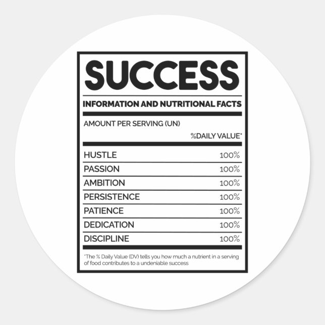 Pegatina Redonda Hechos nutricionales exitosos (Anverso)