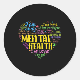 Pegatina Redonda Hechos Psicólogo Consciente de la Salud Mental en 