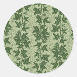 Pegatina Redonda Hedera Ivy Vines - patrón D_L verde botánico.