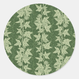 Pegatina Redonda Hedera Ivy Vines - patrón L_D verde botánico.