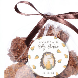 Pegatina Redonda Hedgehog Baby Shower