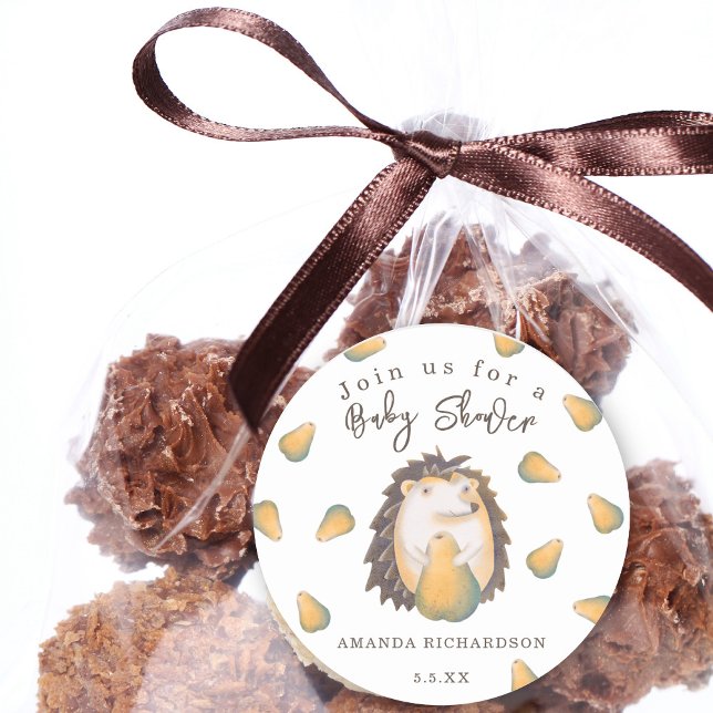 Pegatina Redonda Hedgehog Baby Shower (Subido por el creador)