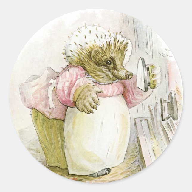 Pegatina Redonda Hedgehog con Iron Mrs Tiggy-Winkle (Anverso)