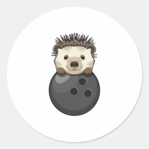 Pegatina Redonda Hedgehog en el Bowling con bolas