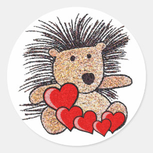 Pegatina Redonda Hedgehog Hearts