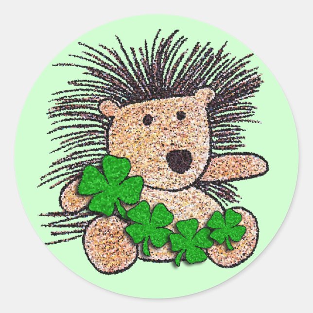 Pegatina Redonda ¡Hedgehog irlandés! (Anverso)